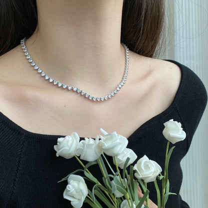 [Solara Jewelry]Ornate Heart Cut Tennis Necklace