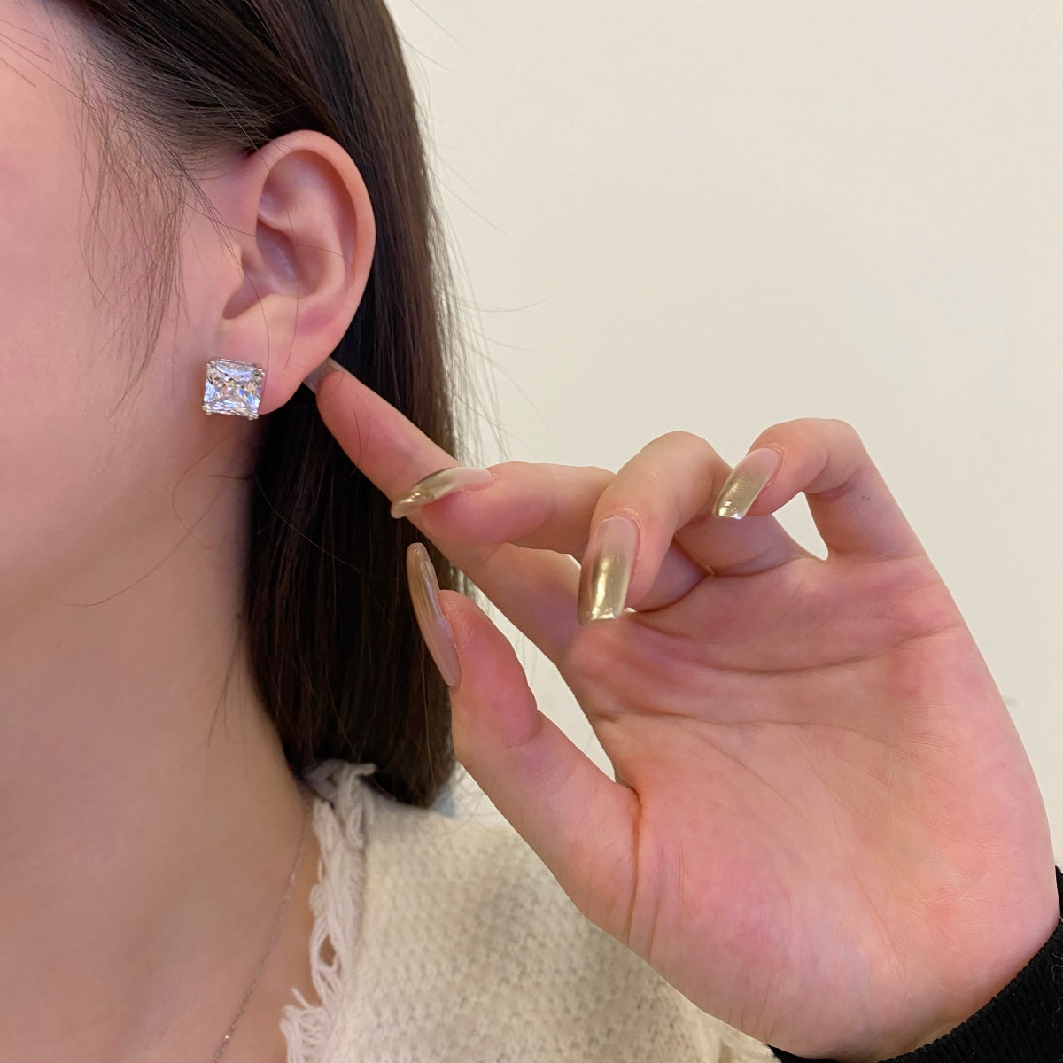 [Solara Jewelry]Delicate Square Shape Earrings