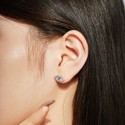 [Solara Jewelry]Blue Devil Eyes Hollow Stud Earrings