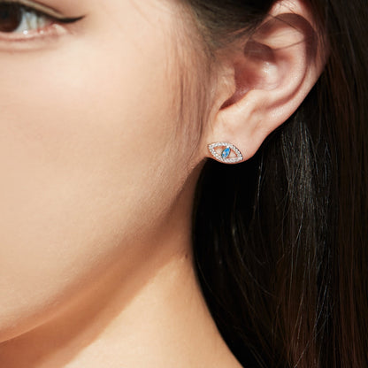 [Solara Jewelry]Blue Devil Eyes Hollow Stud Earrings