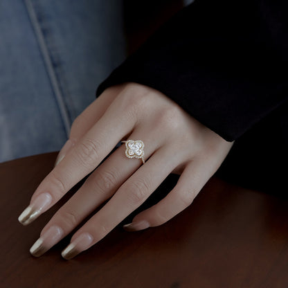[Solara Jewelry]Luxurious Eternity Flower Shape Banquet Ring