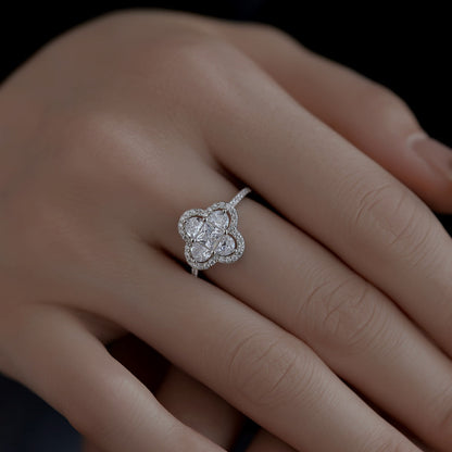 [Solara Jewelry]Luxurious Eternity Flower Shape Banquet Ring