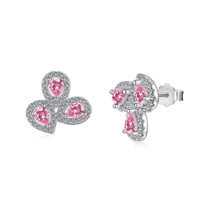 [Solara Jewelry]Ornate Flower Shape Pear Cut Lover Earrings