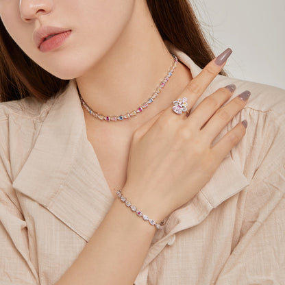 [Solara Jewelry]Radiant Colorful Rainbow Necklace