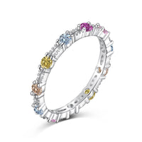 [Solara Jewelry]Sparkling Colorful Round Cut Tennis Ring
