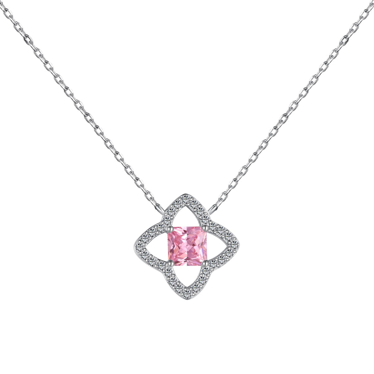 [Solara Jewelry]Exquisite Flower Shape Princess Cut Necklace