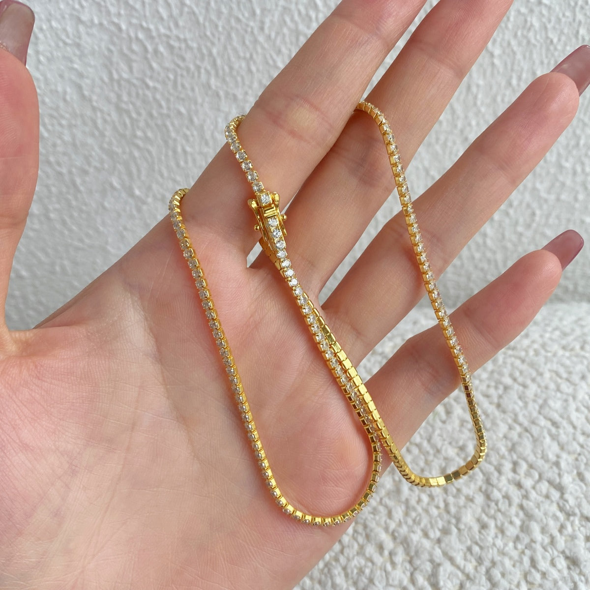 [Solara Jewelry]Delicate Round Shape Tennis Necklace