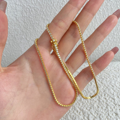 [Solara Jewelry]Delicate Round Shape Tennis Necklace