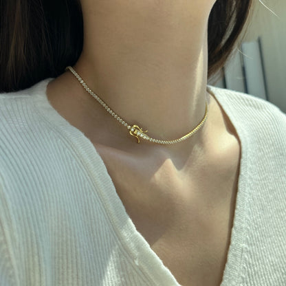[Solara Jewelry]Delicate Round Shape Tennis Necklace