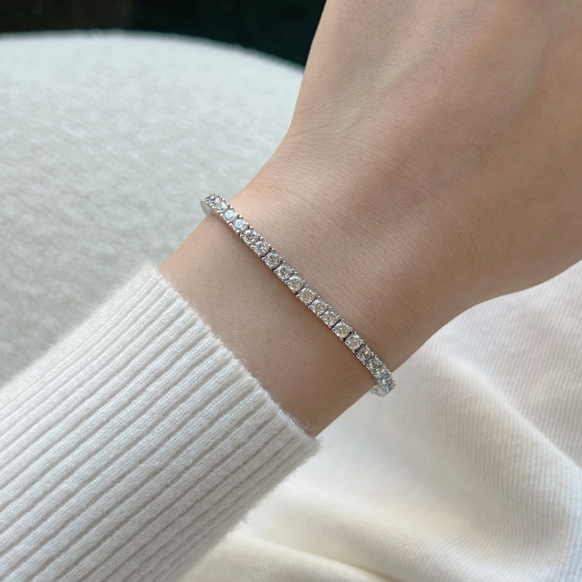[Solara Jewelry]Dainty Charming Round Cut Tennis Bracelet