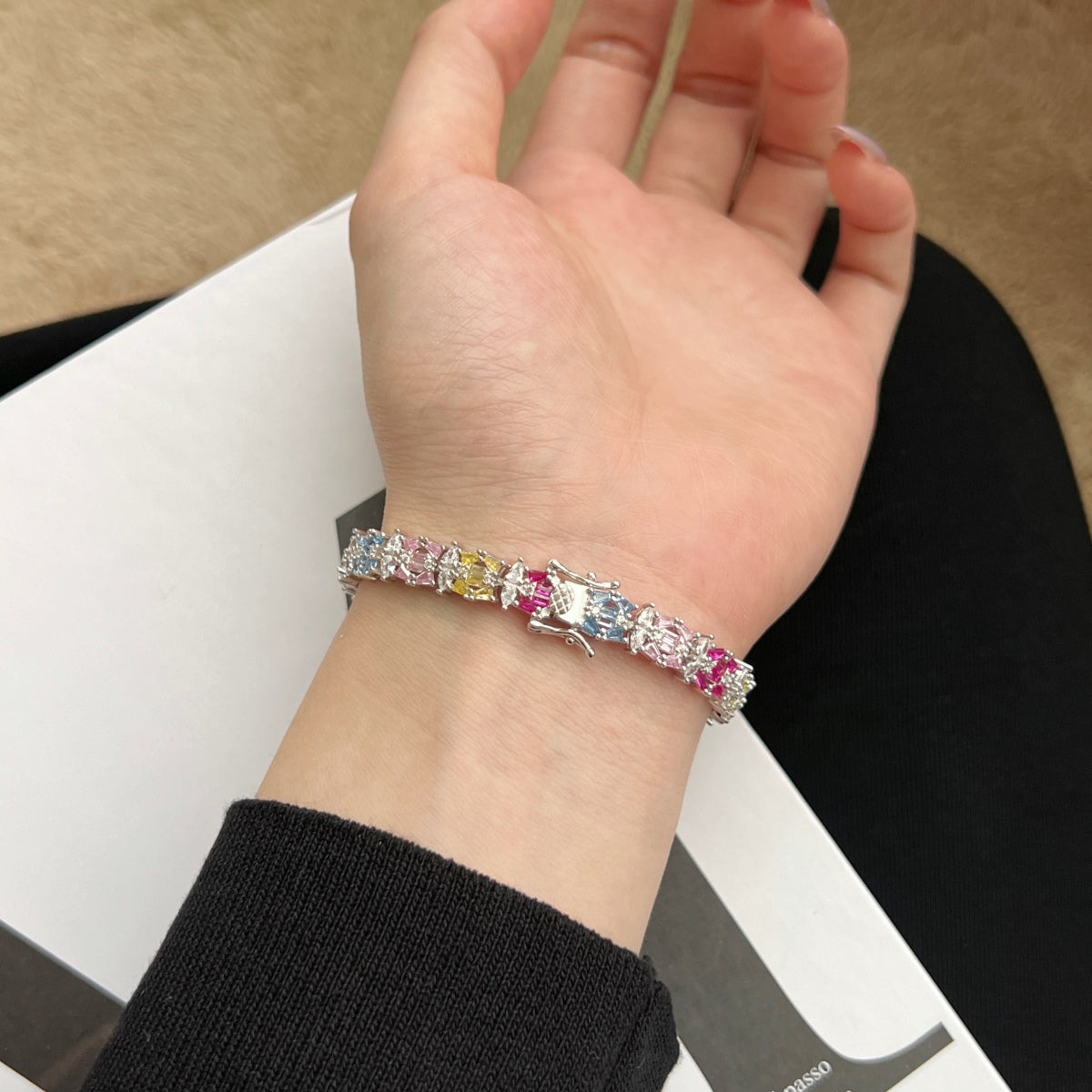 [Solara Jewelry]Delicate Colorful Multi Cut Party Bracelet