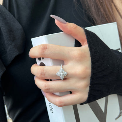 [Solara Jewelry]Luxurious Colorful Flower Shape Banquet Ring