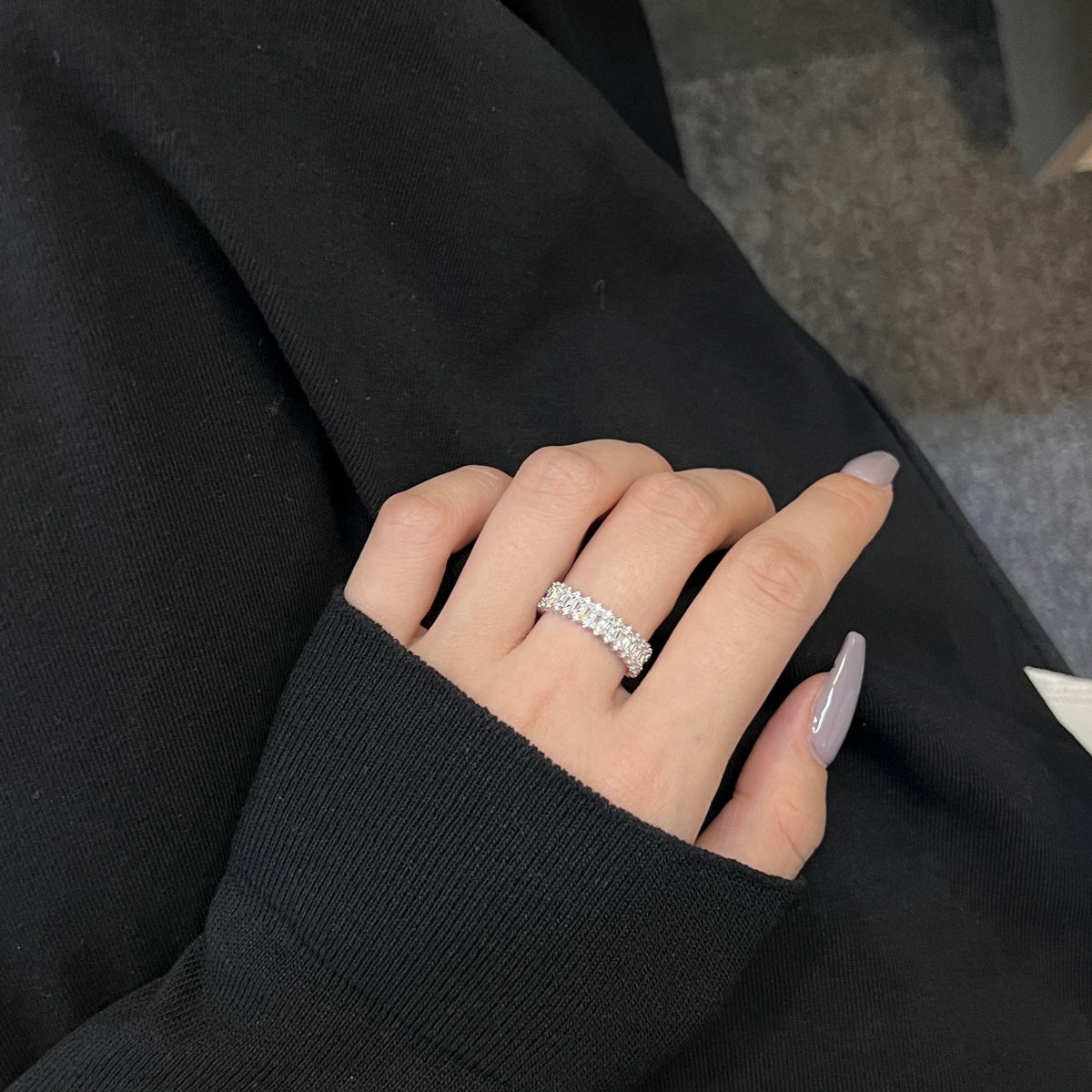 [Solara Jewelry]Splashy Ornate Emerald Cut Cocktail Ring