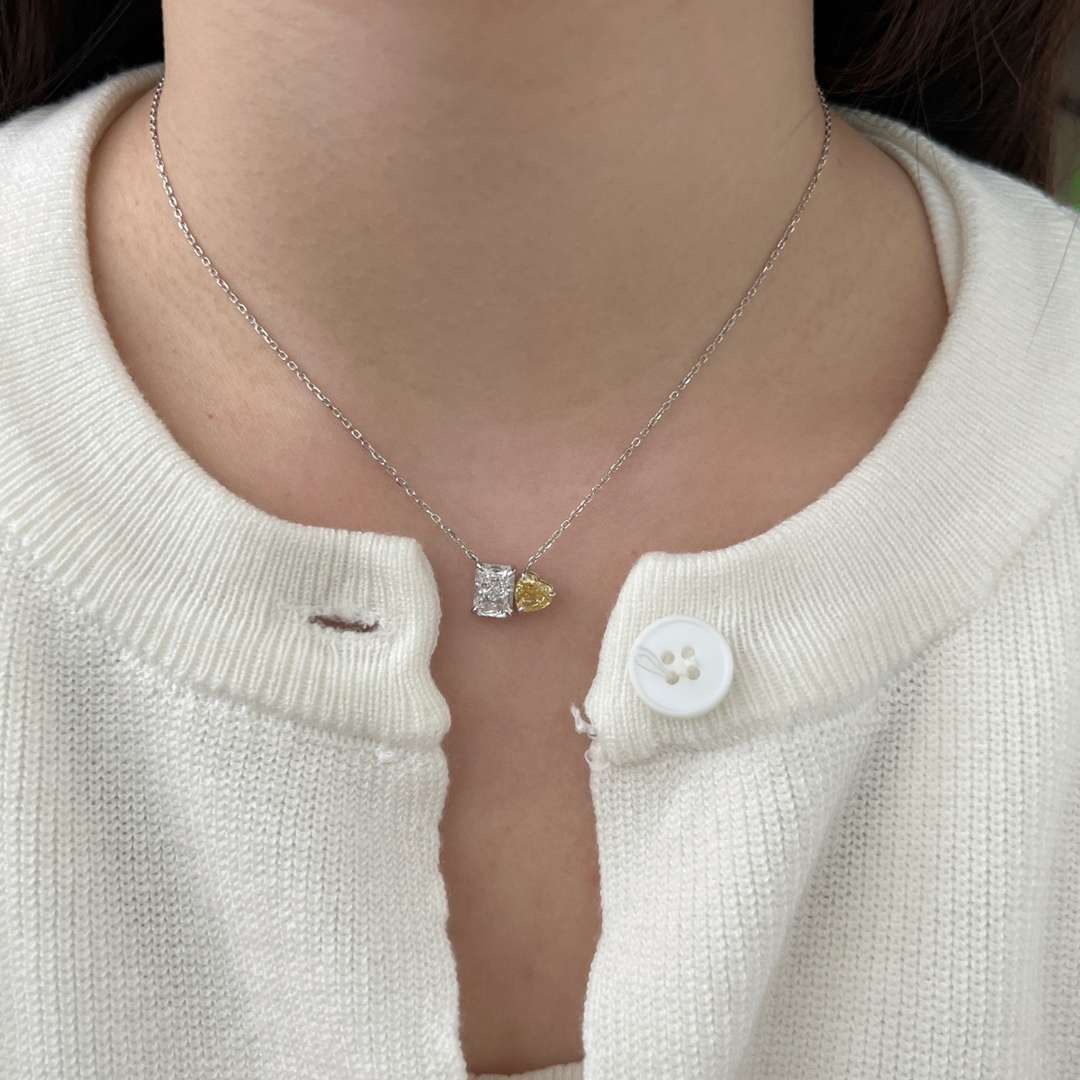 [Solara Jewelry]Dazzling Square & Heart Shape Necklace