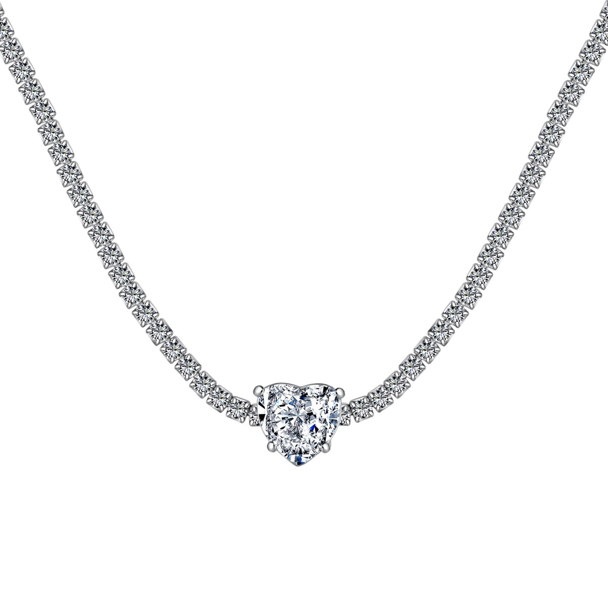 [Solara Jewelry]2.0 Carat Sparkling Tennis Heart Cut Necklace