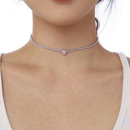 [Solara Jewelry]2.0 Carat Sparkling Tennis Heart Cut Necklace