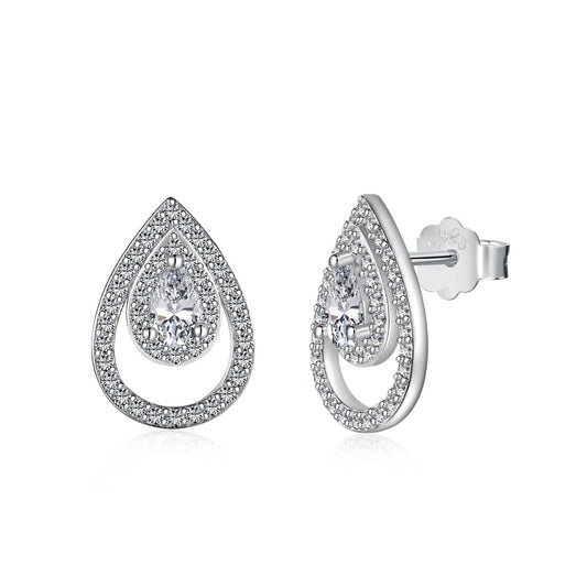 [Solara Jewelry]Sparkling Delicate Water Drop Shape Daily Earrings