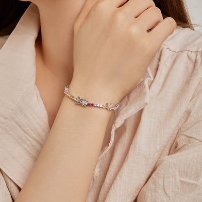 [Solara Jewelry]Ornate Colorful Butterfly Shape Round Cut Daily Bracelet