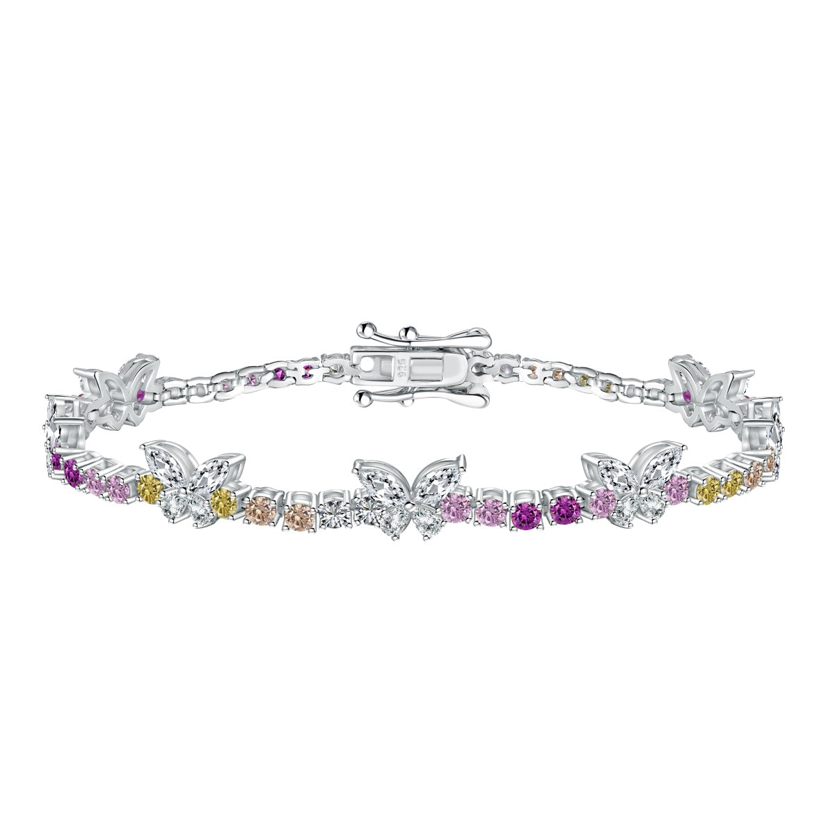 [Solara Jewelry]Ornate Colorful Butterfly Shape Round Cut Daily Bracelet