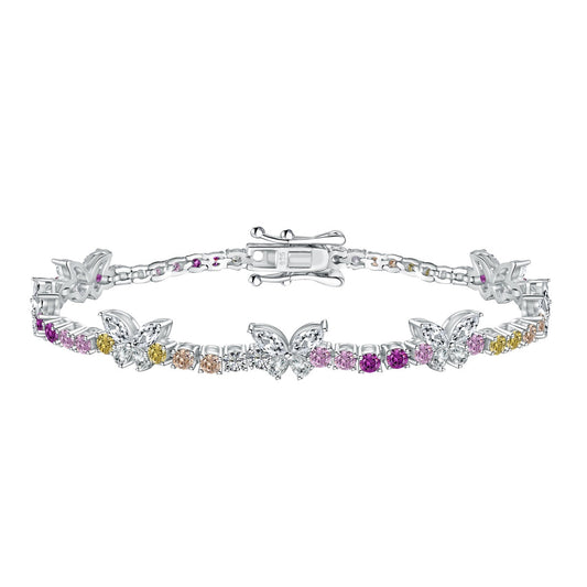 [Solara Jewelry]Ornate Colorful Butterfly Shape Round Cut Daily Bracelet