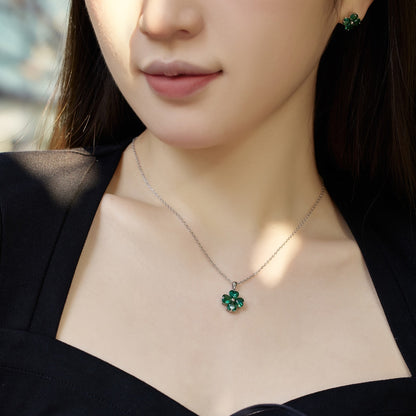 [Solara Jewelry]Heart-Shaped Four-Leaf Clover Bead Necklace