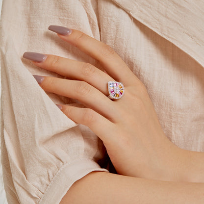 [Solara Jewelry]Elegant Colorful Water Drop Shape Banquet Ring