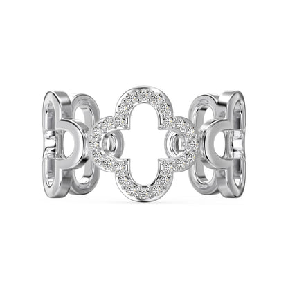 [Solara Jewelry]Hollow Design Four-Leaf Clover Flower Shape Ring