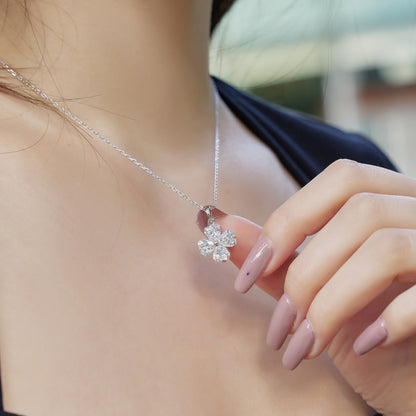 [Solara Jewelry]Heart-Shaped Four-Leaf Clover Bead Necklace