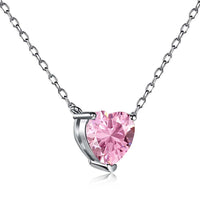 [Solara Jewelry]Heart Shape Main Stone Pendant Collarbone Necklace