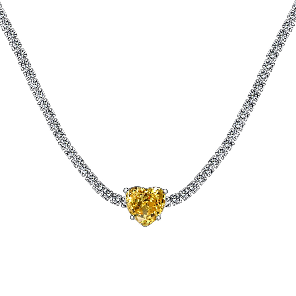 [Solara Jewelry]2.0 Carat Sparkling Tennis Heart Cut Necklace