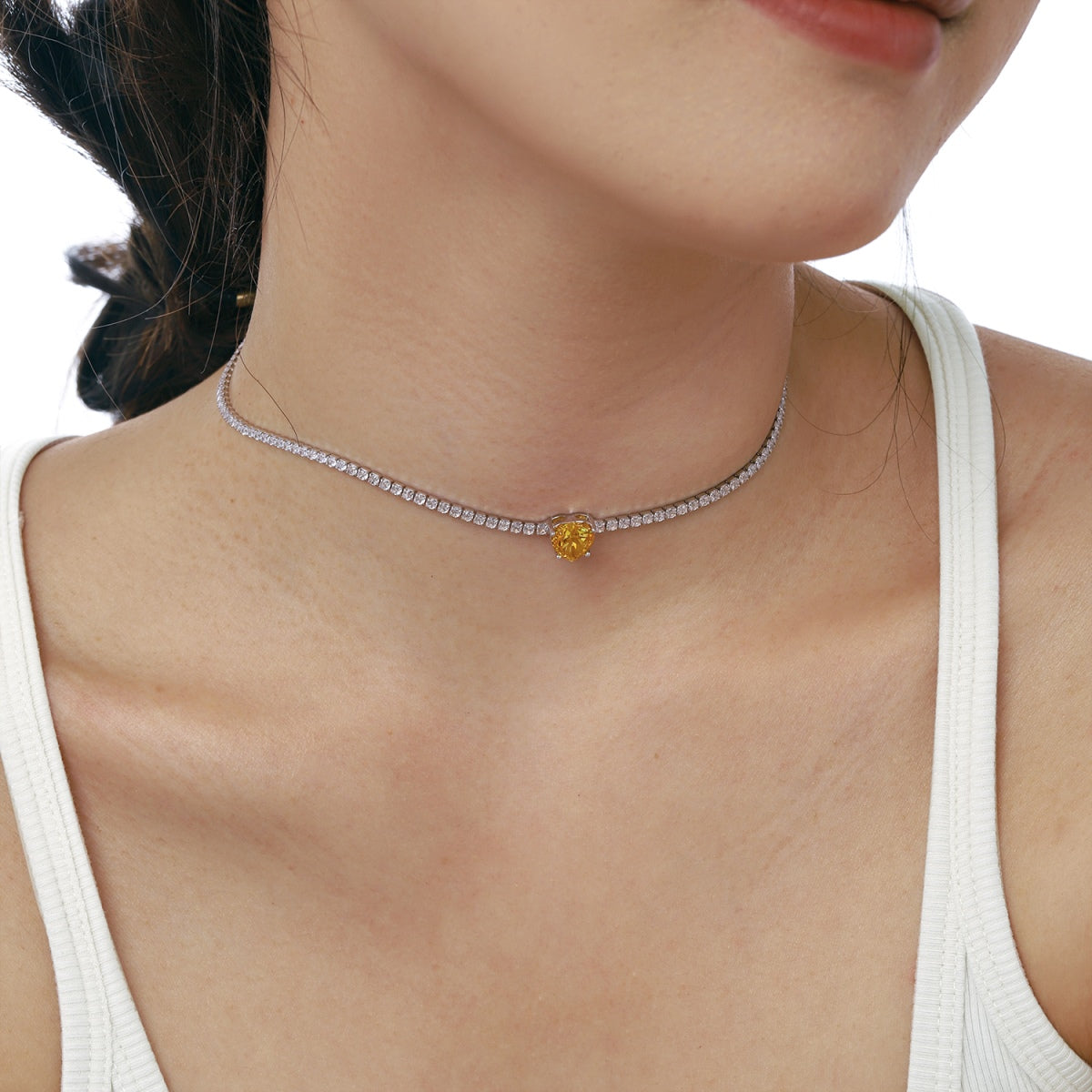 [Solara Jewelry]2.0 Carat Sparkling Tennis Heart Cut Necklace