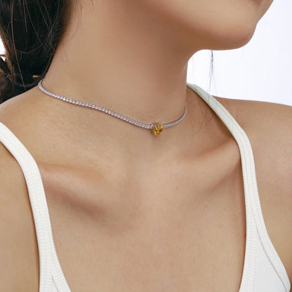 [Solara Jewelry]2.0 Carat Sparkling Tennis Heart Cut Necklace