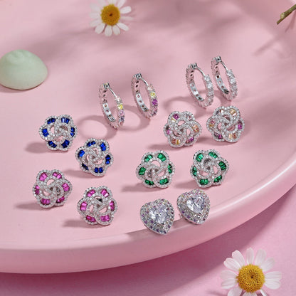 [Solara Jewelry]Radiant Colorful Round Cut Earrings