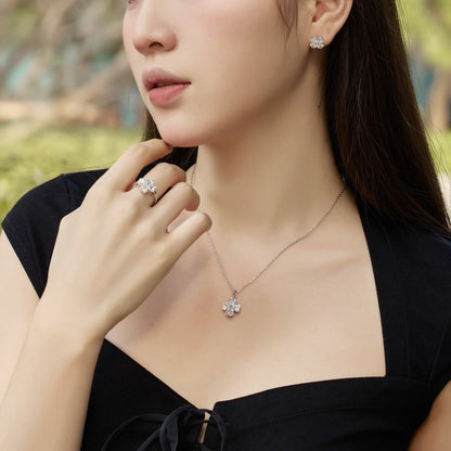 [Solara Jewelry]Heart-shaped Four-Leaf Clover Ball Ring
