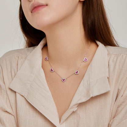 [Solara Jewelry]Sparkling Five Heart Necklace