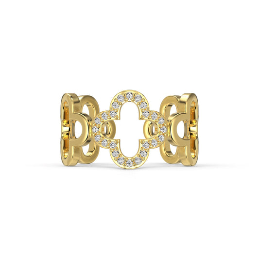 [Solara Jewelry]Hollow Design Four-Leaf Clover Flower Shape Ring