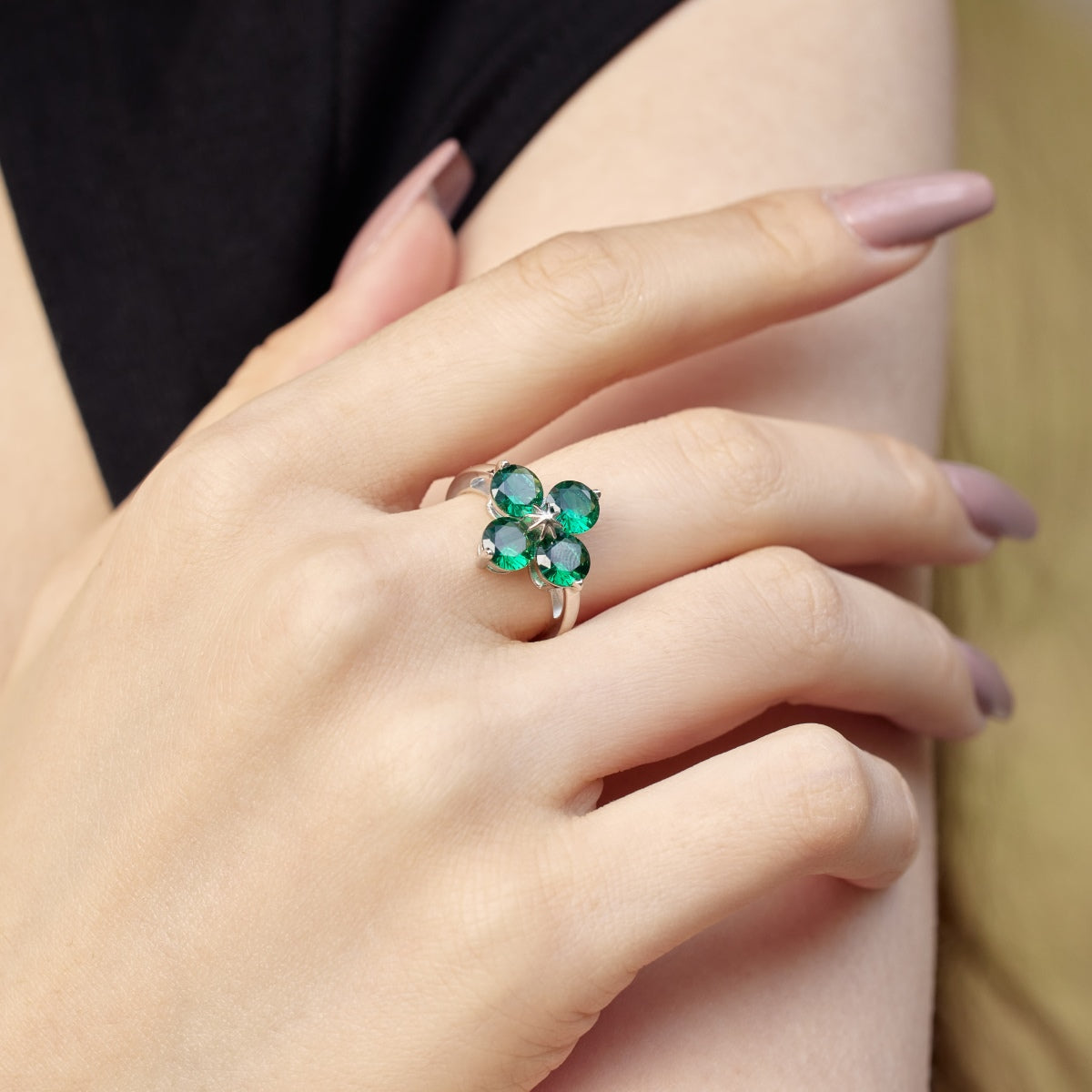 [Solara Jewelry]Four-Leaf Clover Eight-Pointed Star Ring
