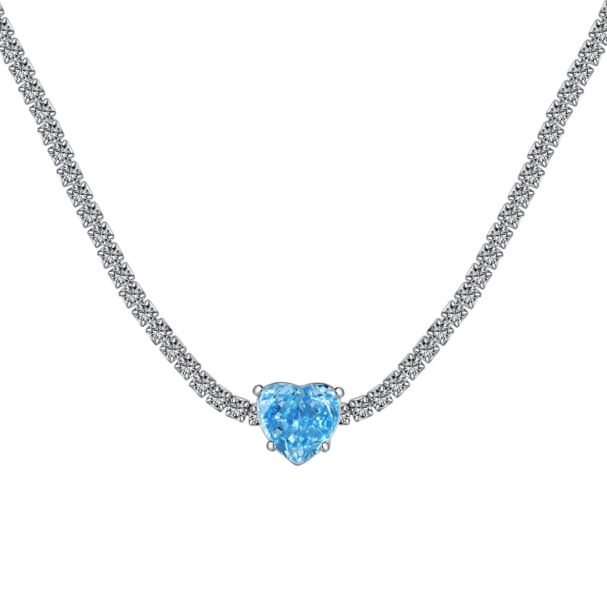 [Solara Jewelry]2.0 Carat Sparkling Tennis Heart Cut Necklace