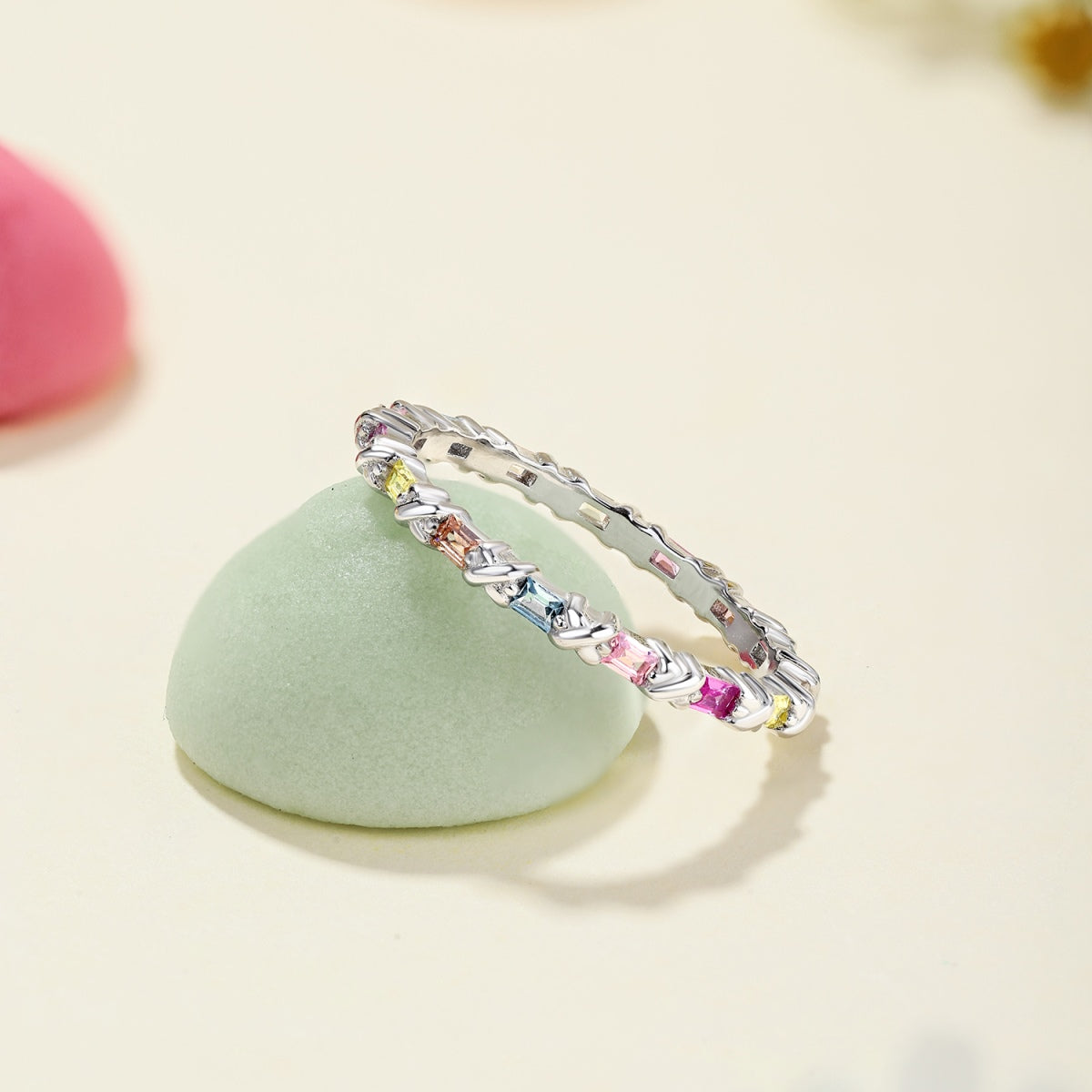 [Solara Jewelry]Charming Colorful Round Cut Daily Ring