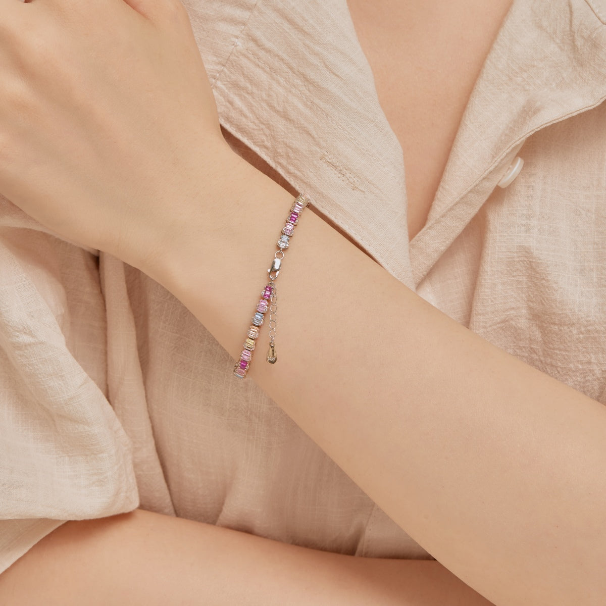 [Solara Jewelry]Delicate Colorful Emerald Cut Party Bracelet