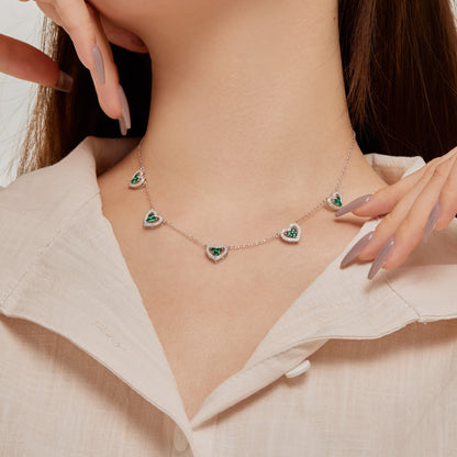 [Solara Jewelry]Sparkling Five Heart Necklace
