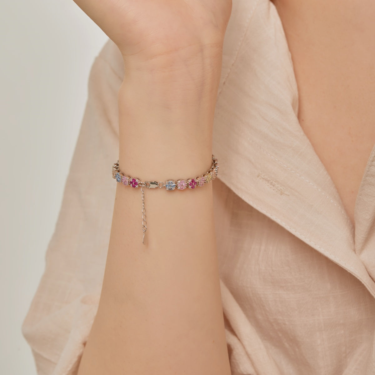 [Solara Jewelry]Delicate Colorful Emerald Cut Daily Bracelet