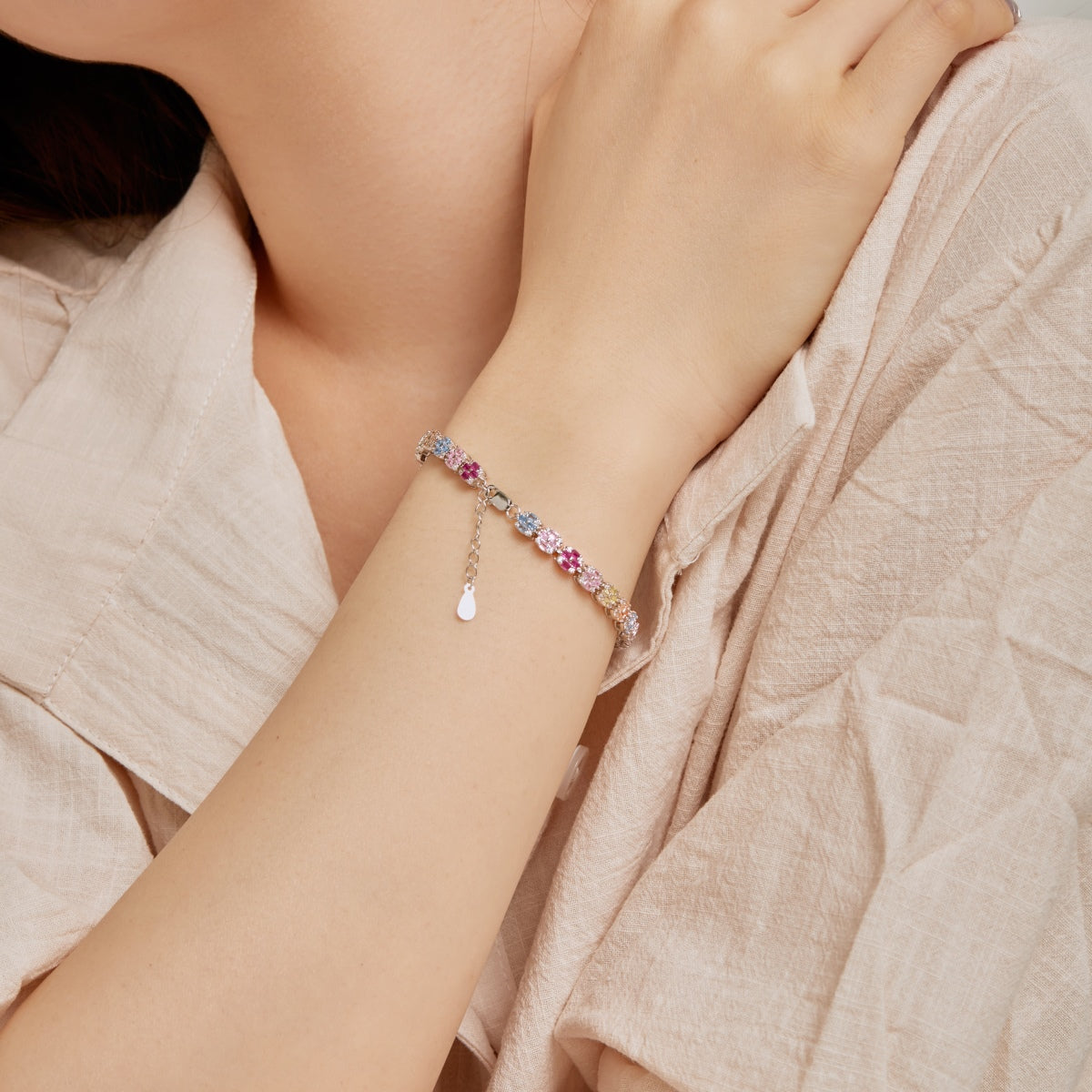 [Solara Jewelry]Delicate Colorful Emerald Cut Daily Bracelet