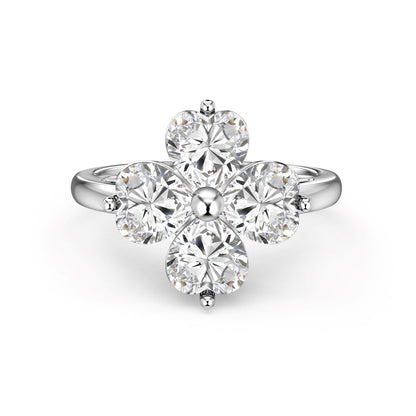 [Solara Jewelry]Heart-shaped Four-Leaf Clover Ball Ring