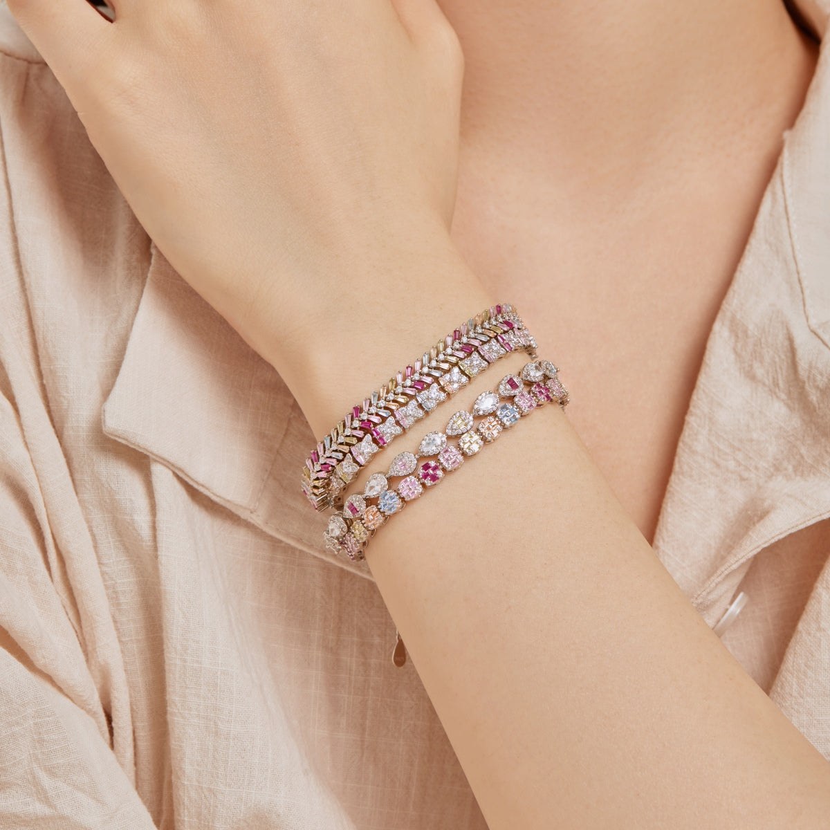 [Solara Jewelry]0.25 Carat Radiant Water Drop Shape Daily Bracelet
