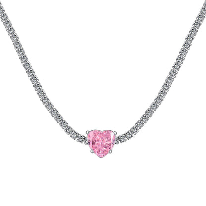 [Solara Jewelry]2.0 Carat Sparkling Tennis Heart Cut Necklace