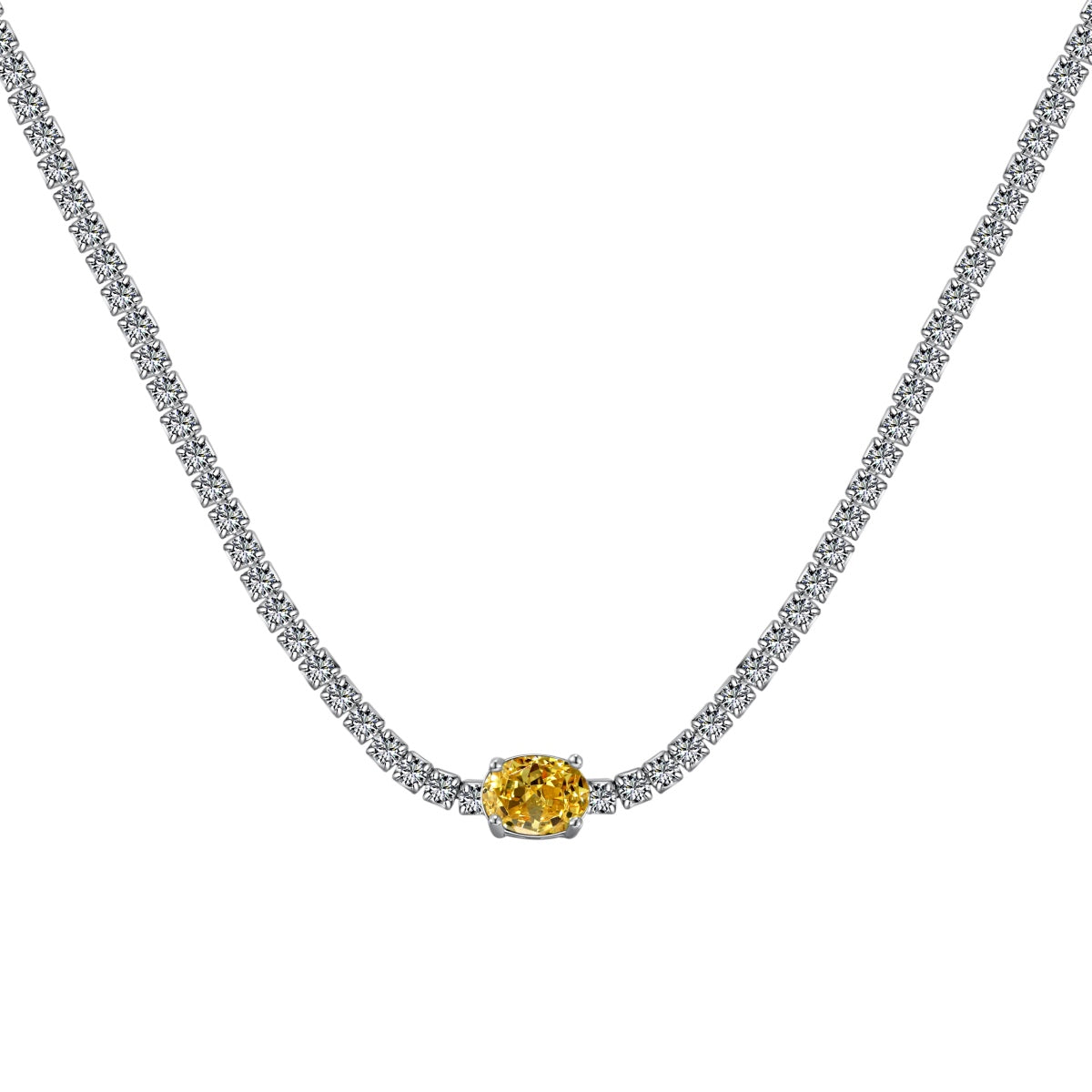 [Solara Jewelry]1.0 Carat Shining Oval Cut Necklace