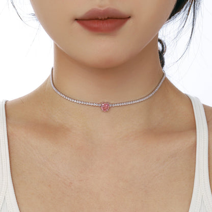 [Solara Jewelry]2.0 Carat Sparkling Tennis Heart Cut Necklace