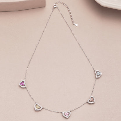 [Solara Jewelry]Sparkling Five Heart Necklace