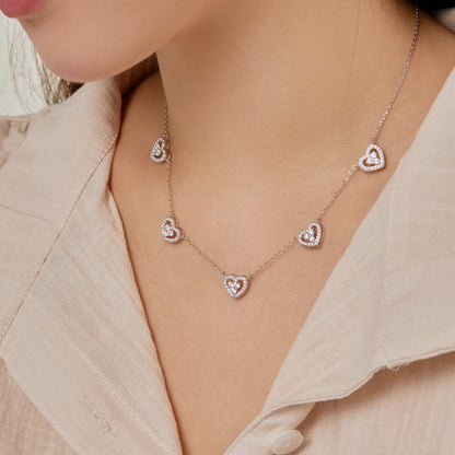 [Solara Jewelry]Sparkling Five Heart Necklace
